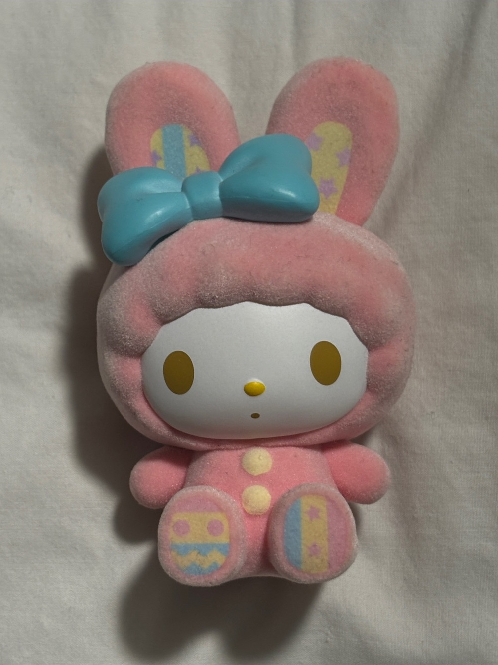 Hello Kitty Pink Bunny Soft Fuzzy Outfit with Blue Bow - Collectable